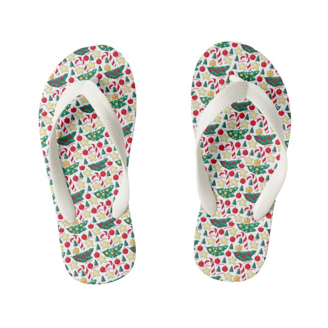 Christmas Pattern Pair of Flip Flops (Footbed)