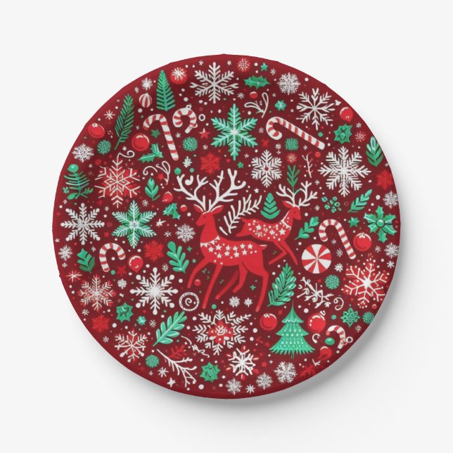 Christmas pattern paper plate (Front)