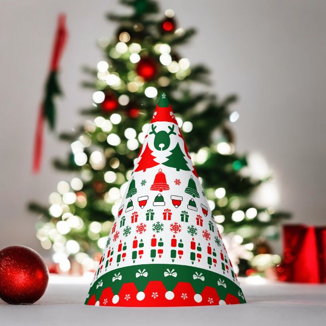 Christmas Pattern  Party Hat (Christmas tree Paper party hat, Kids,adults,party birthday hat,Baby Shower,wedding,celebration hat)