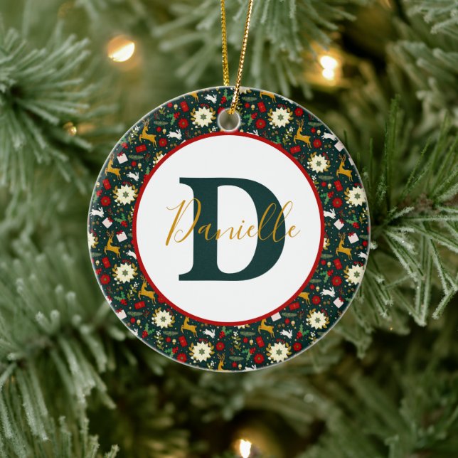Christmas pattern   personalised ceramic ornament (Tree)