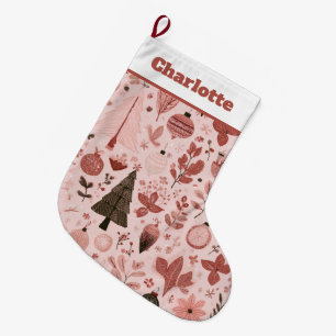 Christmas Pattern Photo Pink Christmas Stocking