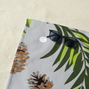 Christmas Pattern, Pine Snow 10 Beach Towel