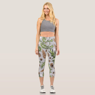 Christmas Pattern, Pine Snow 10 Capri Leggings