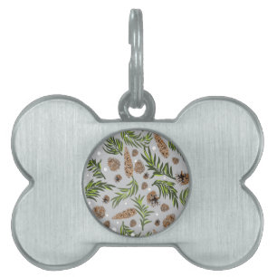 Christmas Pattern, Pine Snow 10 Pet ID Tag