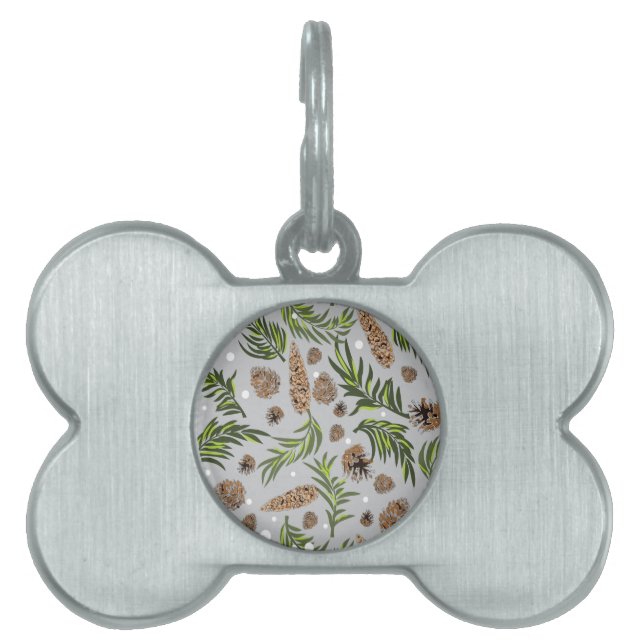 Christmas Pattern, Pine Snow 10 Pet ID Tag (Front)
