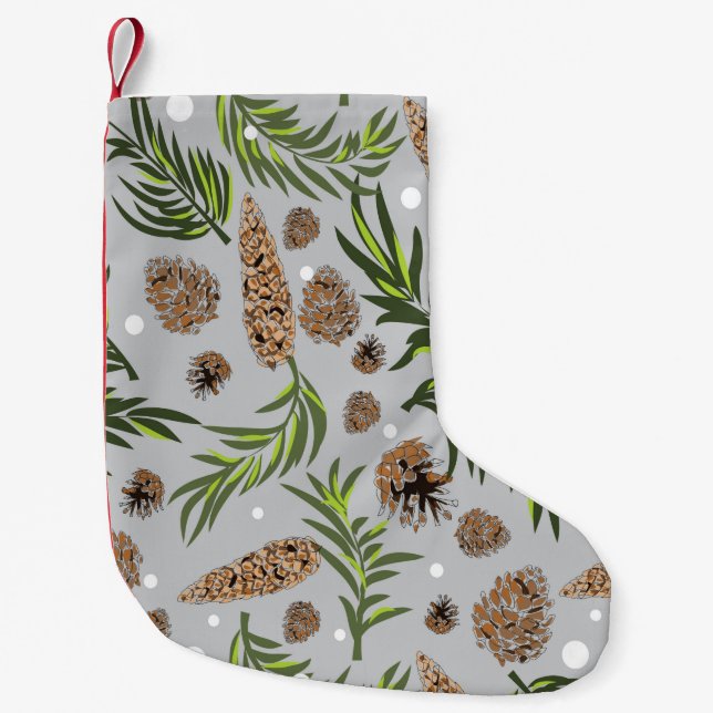 Christmas Pattern, Pine Snow 10 Small Christmas Stocking (Front)