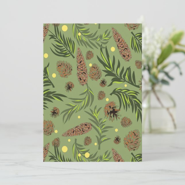 Christmas Pattern, Pine Snow 11 Card (Standing Front)