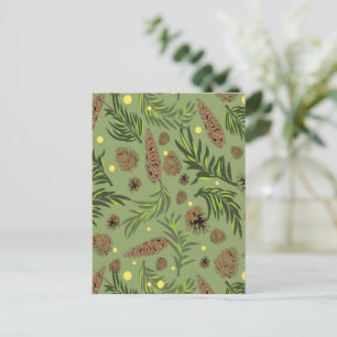 Christmas Pattern, Pine Snow 11 Holiday Postcard