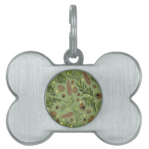 Christmas Pattern, Pine Snow 11 Pet ID Tag
