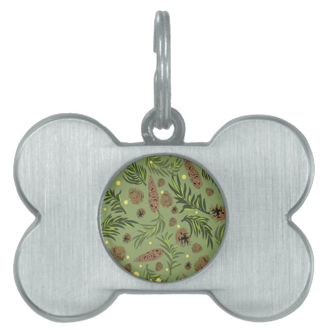 Christmas Pattern, Pine Snow 11 Pet ID Tag (Front)