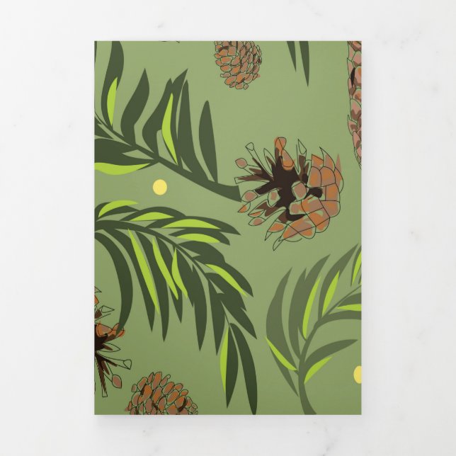 Christmas Pattern, Pine Snow 11 Tri-Fold Holiday Card (Cover)