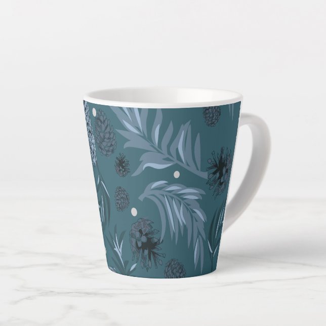 Christmas Pattern, Pine Snow 12 Latte Mug (Right Angle)
