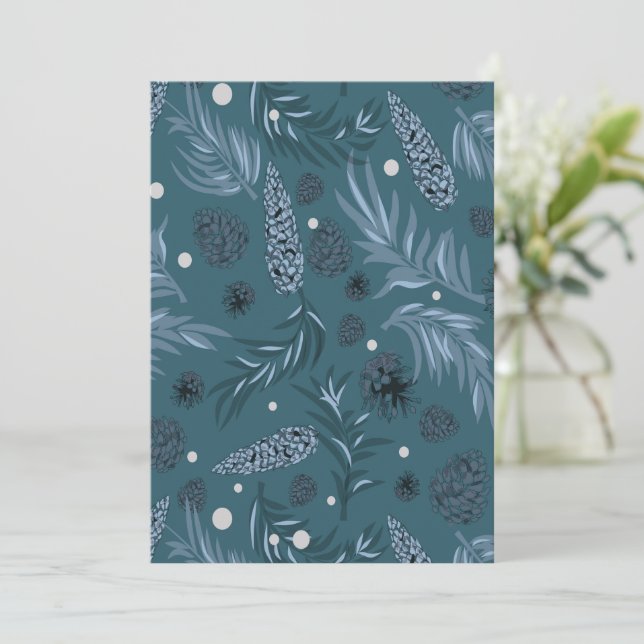 Christmas Pattern, Pine Snow 12 Thank You Card (Standing Front)