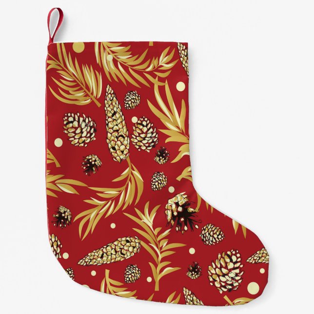 Christmas Pattern, Pine Snow 3 Small Christmas Stocking (Front)