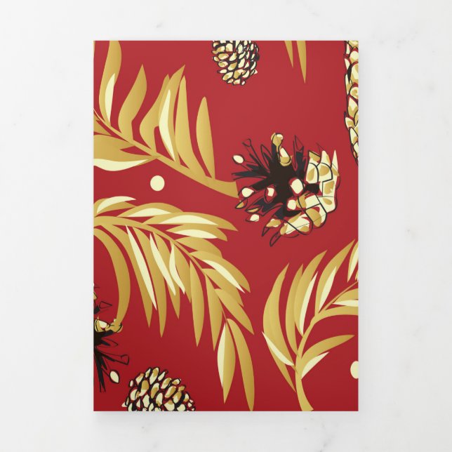 Christmas Pattern, Pine Snow 3 Tri-Fold Holiday Card (Cover)