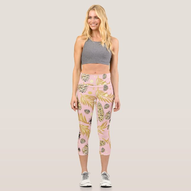 Christmas Pattern, Pine Snow 4 Capri Leggings (Front)