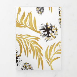 Christmas Pattern, Pine Snow 5 Tri-Fold Holiday Card