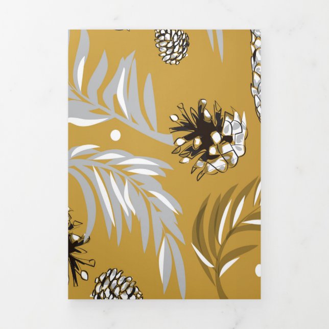 Christmas Pattern, Pine Snow 6 Tri-Fold Holiday Card (Cover)
