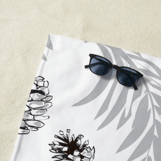 Christmas Pattern, Pine Snow 7 Beach Towel (In Situ)