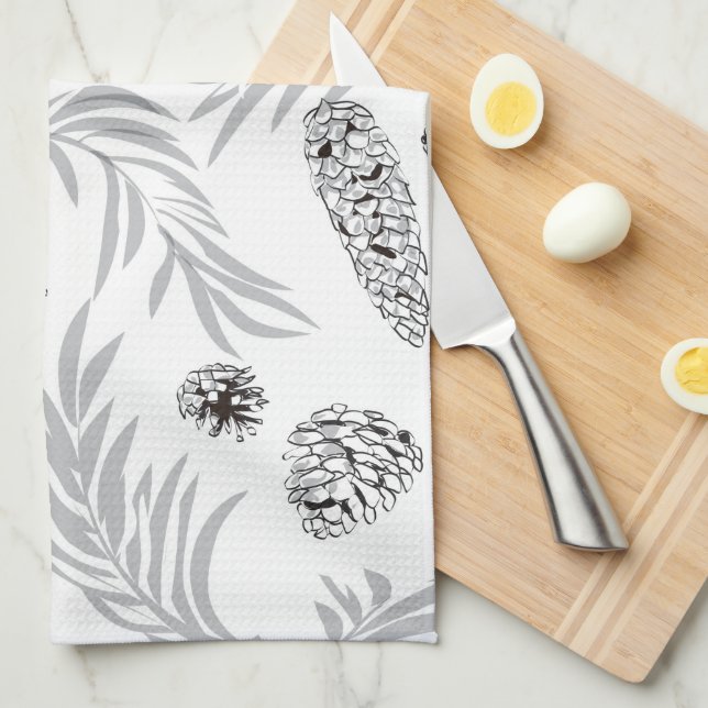 Christmas Pattern, Pine Snow 7 Tea Towel (Quarter Fold)