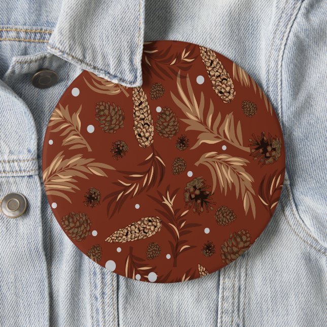 Christmas Pattern, Pine Snow 8 6 Cm Round Badge (In Situ)