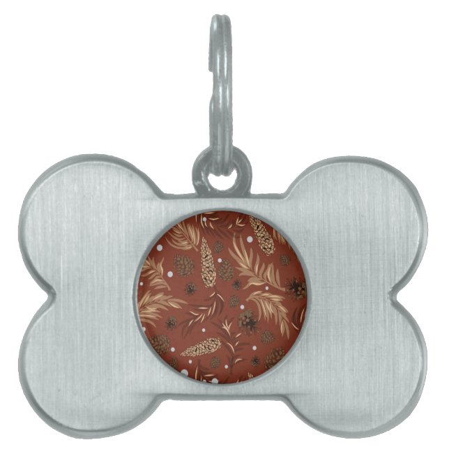 Christmas Pattern, Pine Snow 8 Pet ID Tag (Front)