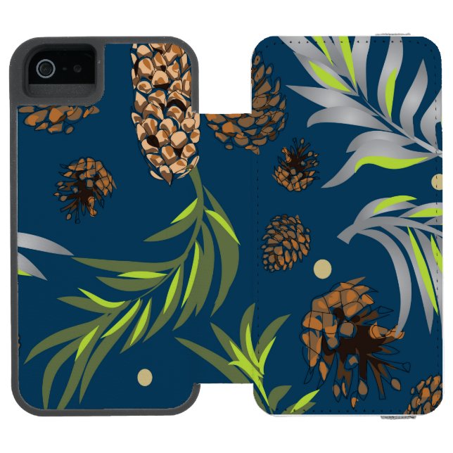 Christmas Pattern, Pine Snow 9 Incipio iPhone Wallet Case (Folio Open)