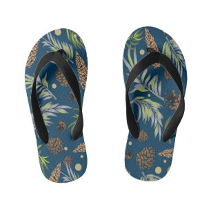 Christmas Pattern, Pine Snow 9 Kid's Thongs