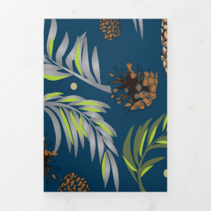 Christmas Pattern, Pine Snow 9 Tri-Fold Holiday Card