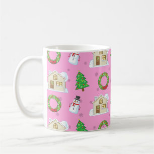 Christmas Pattern - Pink Background  Coffee Mug