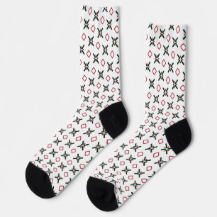 Christmas Pattern Red White and Green Socks