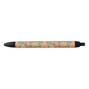 Christmas Pattern (Santa and Gingerbread) Black Ink Pen