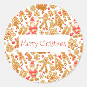 Christmas Pattern-Santa Claus Tree Rudolph Snowman Classic Round Sticker