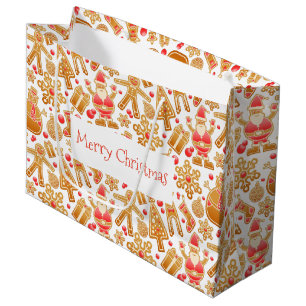 Christmas Pattern-Santa Claus Tree Rudolph Snowman Large Gift Bag