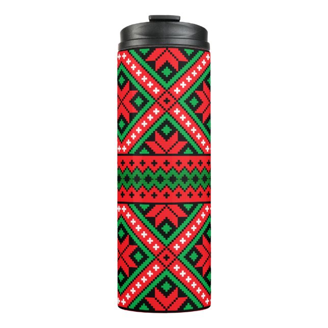 Christmas Pattern Snowflake Thermal Tumbler (Front)