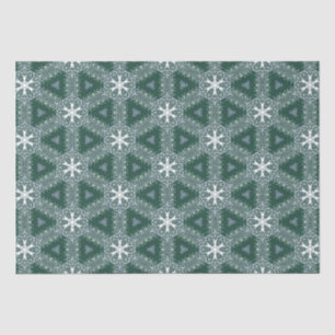 Christmas Pattern Snowflakes Green White Tissue Paper