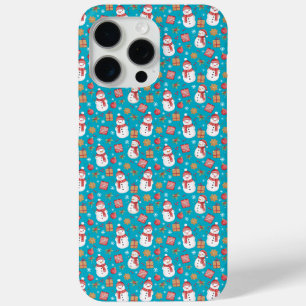 Christmas Pattern Snowman Holly Leaves And Present iPhone 15 Pro Max Case