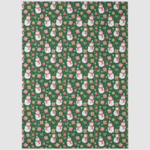 Christmas Pattern Snowman Holly Leaves And Present Tissue Paper