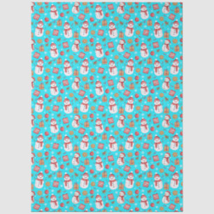 Christmas Pattern Snowman Holly Leaves And Present Tissue Paper