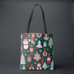 Christmas pattern snowman santa trees green decor tote bag<br><div class="desc">Christmas decor snowman Christmas trees Christmas ornaments lovely snowmen lovely cute Christmas pattern looks great for the holiday season for gifting and and room decor. Great on gift wrapping paper gift boxes gift wrapping sheets. Lovely design for home decor ornaments Christmas tree decor cute design for anything you need about...</div>