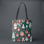 Christmas pattern snowman santa trees green decor tote bag<br><div class="desc">Christmas decor snowman Christmas trees Christmas ornaments lovely snowmen lovely cute Christmas pattern looks great for the holiday season for gifting and and room decor. Great on gift wrapping paper gift boxes gift wrapping sheets. Lovely design for home decor ornaments Christmas tree decor cute design for anything you need about...</div>