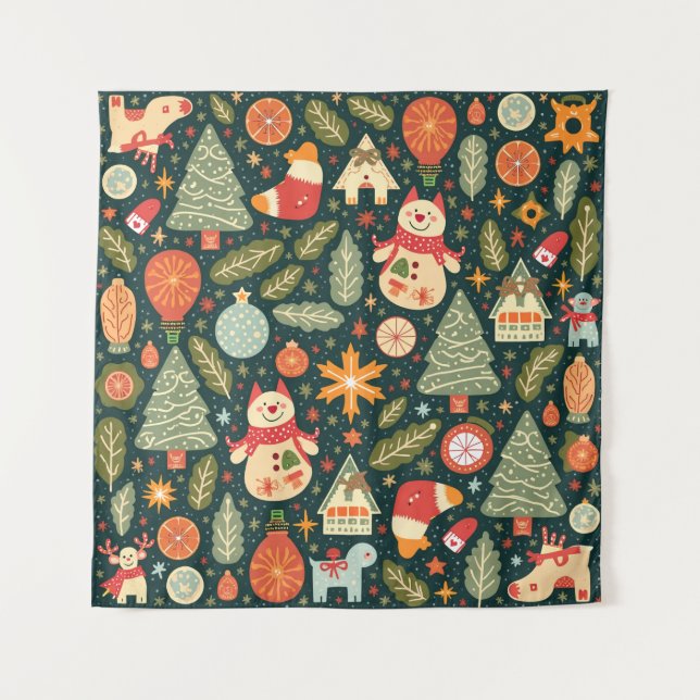 Christmas pattern square tapestry (Front)