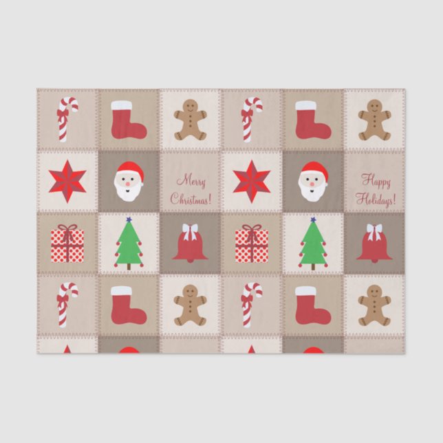 Christmas Pattern Tissue Paper - Beige (Front)