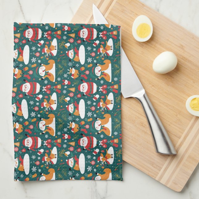 Christmas pattern to tile tea towel (Quarter Fold)