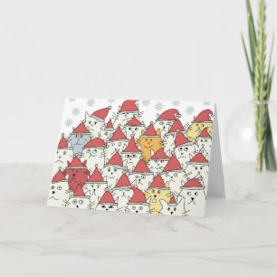 Christmas pattern with a lot of funny cats holiday card
