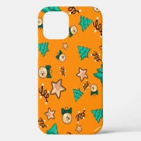 Christmas pattern with candles, Tangerinesbackgrou