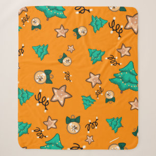 Christmas pattern with candles, Tangerinesbackgrou Sherpa Blanket