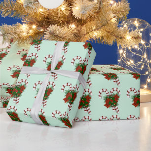 Christmas Pattern with Candy Canes   Wrapping Paper