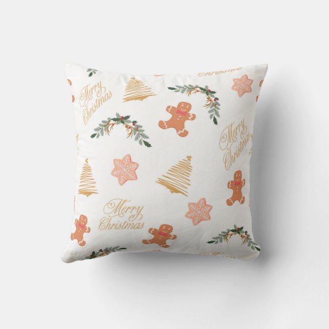 christmas pattern with christmas tree cookies     cushion (Back)