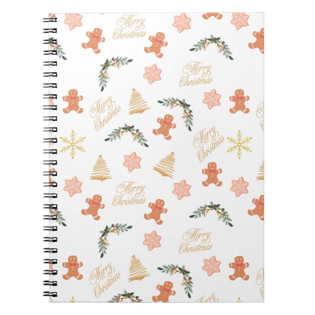christmas pattern with christmas tree cookies    notebook (Front)